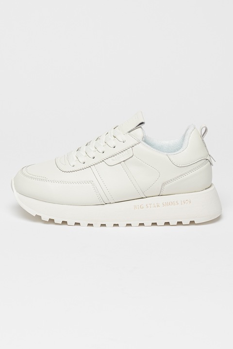 Big Star, Pantofi sport wedge din piele, Alb, 38