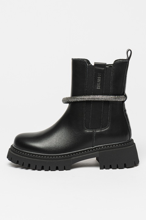 Big Star, Ghete Chelsea cu accesoriu cu strasuri, Negru