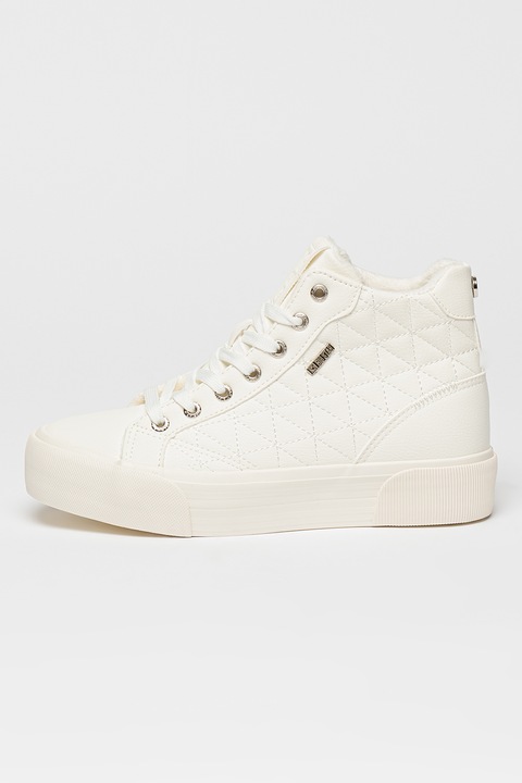 Big Star, Tenisi flatform din piele ecologica, Alb