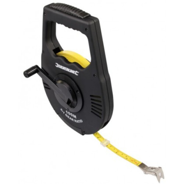 Banda geodezica cu transmisie Silverline, 100m x 12mm, material durabil, scala metrica si imperiala