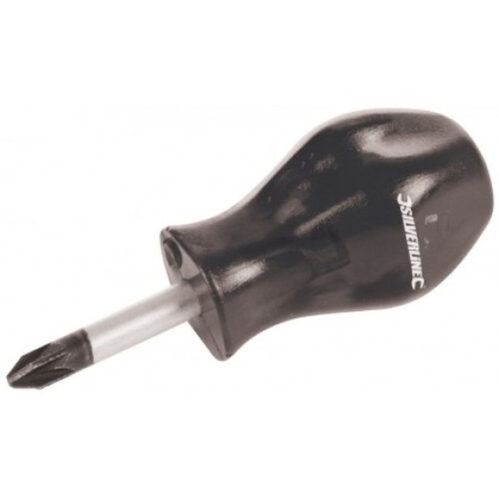 Surubelnita Silverline PZ1 x 25 mm, capat scurt, maner Softgrip, dimensiune 80 mm