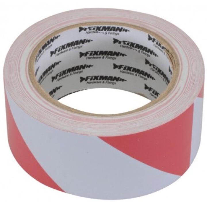Figyelmeztető szalag, Silverline, piros-fehér, 50mm x 33m, PVC