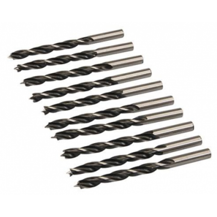 Set de 10 wiertla pentru lemn, Silverline, 8x110mm, otel inalt carbon, rezistent la rugina