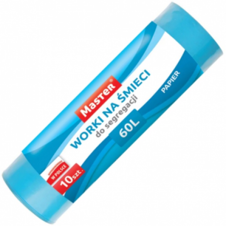 10 darabos Master szemeteszsák készlet, 60 literes, kék