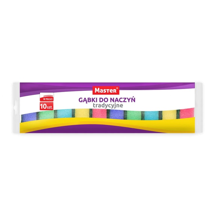 10 db-os mosogatószivacs készlet, Master, poliuretán, 8x5,5x2,5 cm, tartós, praktikus