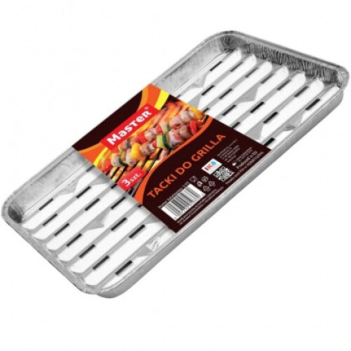 Set 3 tavi de copt Master, Aluminiu, 22x35 cm, Argintiu