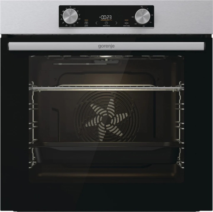 Cuptor electric Pyramis 731075 TC, 11 functii, clasa A, volum 73 litri, full-touch control, Soft Close, indicator caldura reziduala, turbo Fan, finisaj inox antiamprenta si sticla neagra