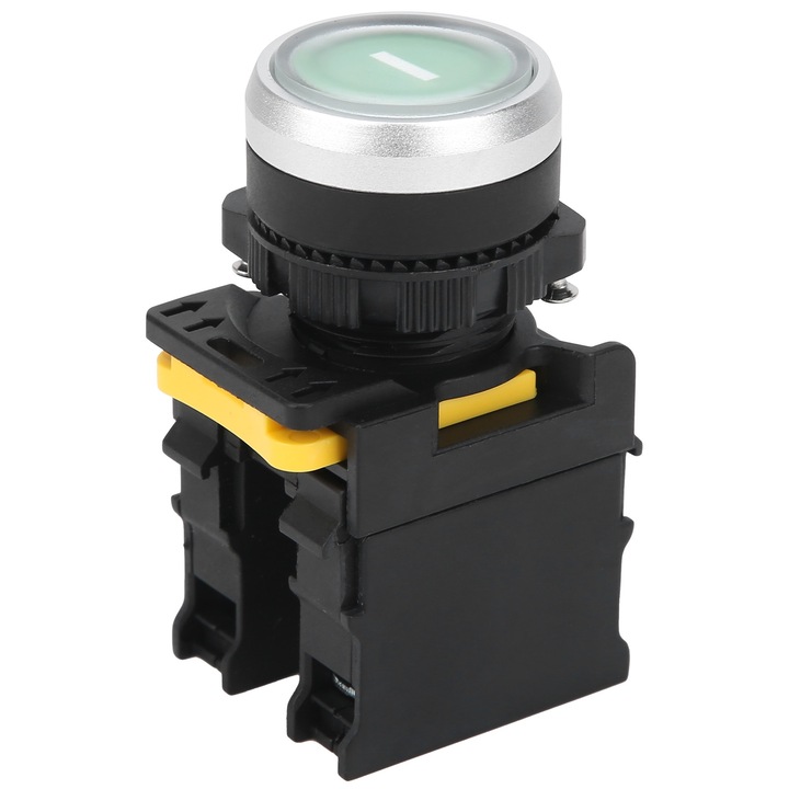 Intrerupator buton Enforose, verde, AC220V, 10A, rezistent la apa si praf