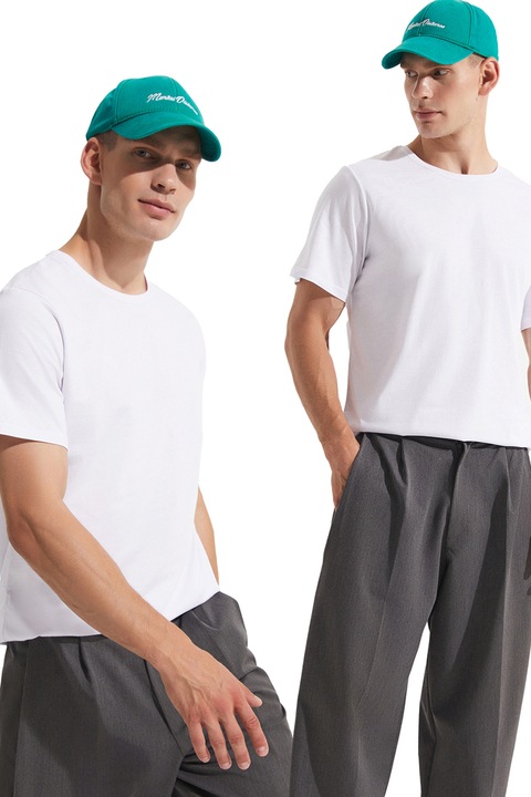 June, Set de tricouri din bumbac cu decolteu la baza gatului - 2 piese, Alb optic, M