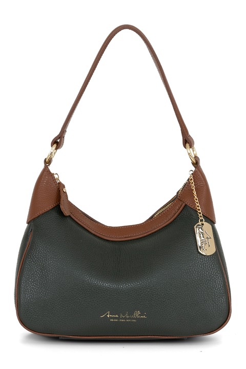 Anna Morellini, Sabbatina bőr válltáska levehető pánttal, Barna, Sötétzöld