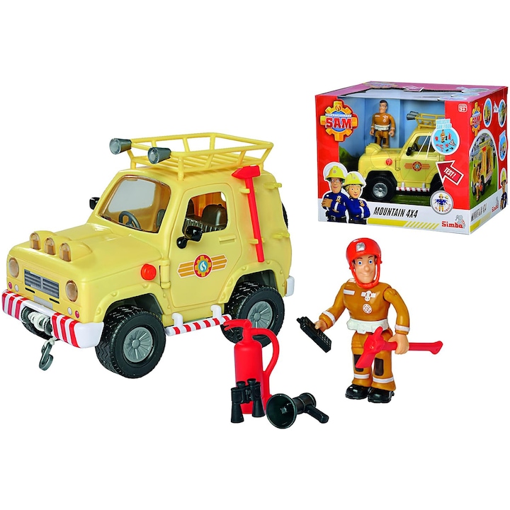 Mentőautó Fireman Sam - Mountain 4x4, 15 cm, figurával