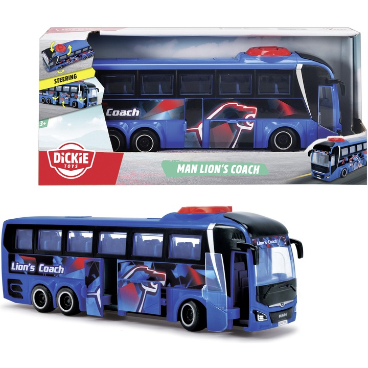MAN Lion's Coach Dickie Toys busz, 26,5 cm, kék