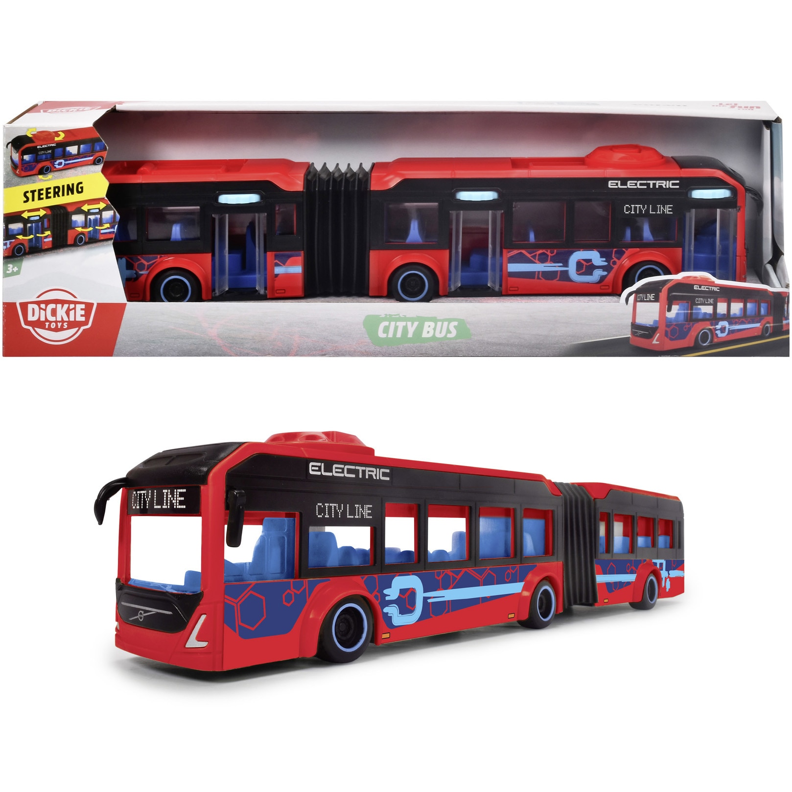 Autobuz Volvo City Bus Dickie Toys, 40 cm, rosu