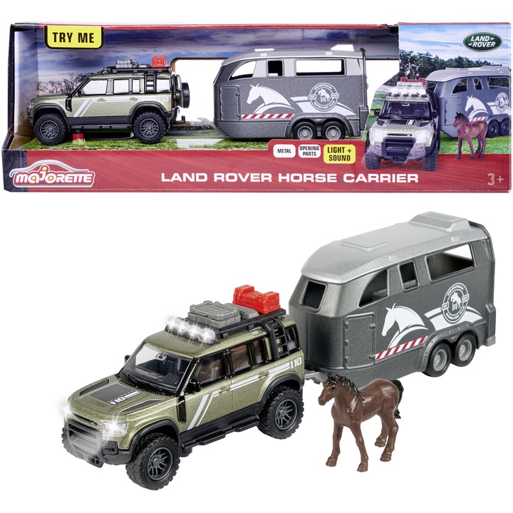 Majorette Land Rover lószállító, 25cm, Fényekkel és hangokkal