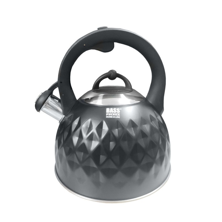 Rozsdamentes acél vízforraló síppal, 3 l, Bass Polska 98053