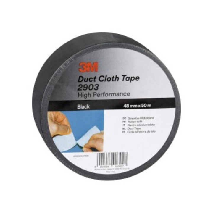 Самозалепваща лента, 3M, 1909, водоустойчива, черна, 48mmx50m