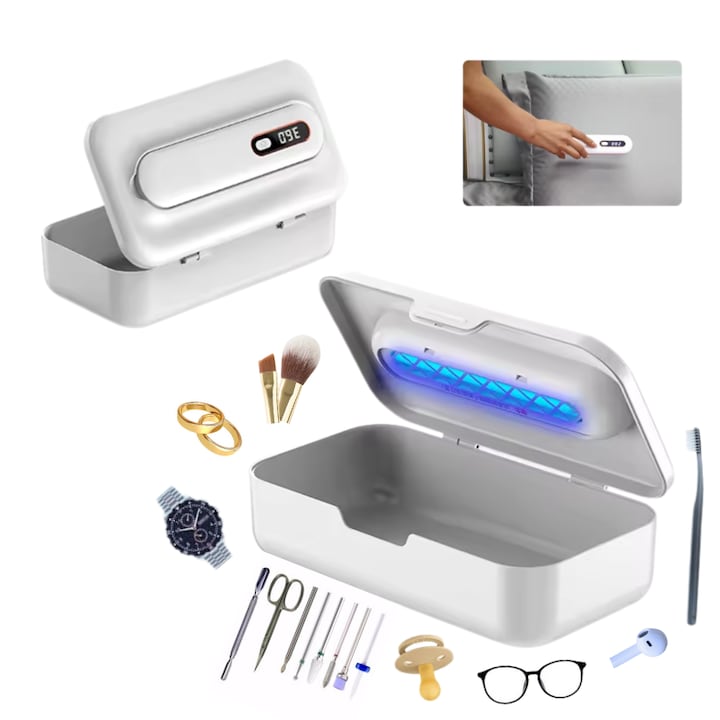 Многофункционален UV стерилизатор Lommad, преносим и компактен, с акумулаторна батерия 1800mAh, подвижна пръчка, функция за стерилизация и дезинфекция, за козметика, бижута, инструменти за маникюр/педикюр, залъгалки, четки за зъби