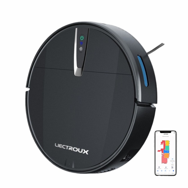 Интелигентен робот-прахосмукачка Liectroux V3S PRO (D6814), 4000Pa засмукване, 120 минути автономност, 600ml кош за прах, 150x350x350mm, черен