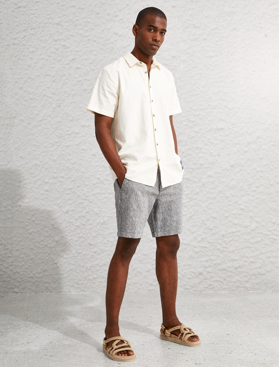 KOTON, Pantaloni scurti uni cu snur de ajustare, Bleumarin