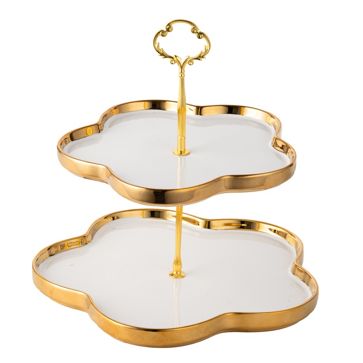 Tava fructe/gustari, cu doua nivele gold