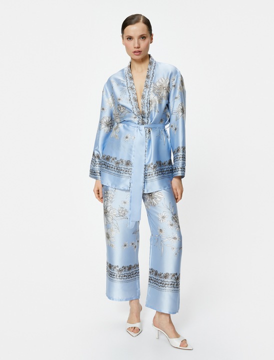 KOTON, Chimono supradimensionat cu imprimeu, Albastru, M