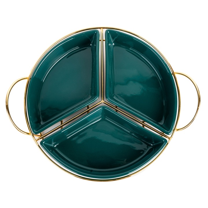Tava fructe, cu trei compartimente, verde-auriu VENUS STAR