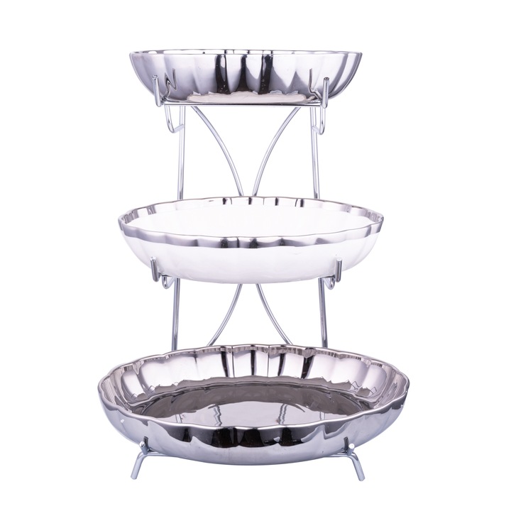 Tava fructe-gustari cu trei nivele, aspect satinat 20X24x30 CM, VENUS STAR