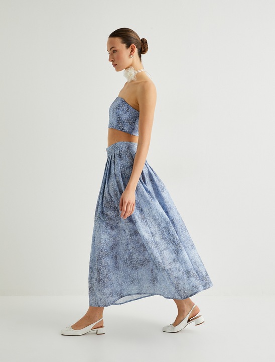 KOTON, Fusta midi cu buzunare, Albastru, XS