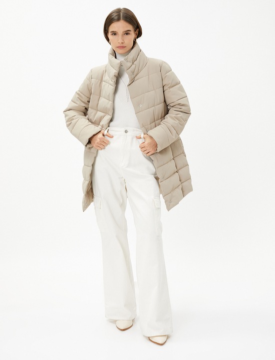 KOTON, Geaca cu buzunare cu fermoar, Bej, XS