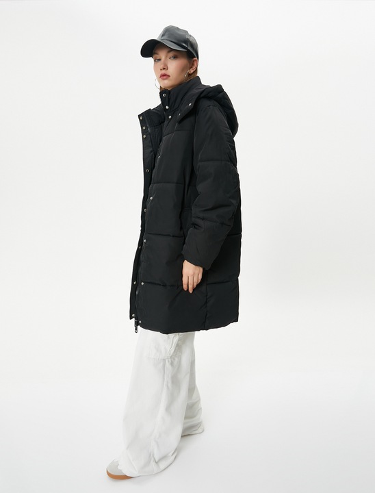 KOTON, Geaca matlasata cu buzunare laterale, Negru