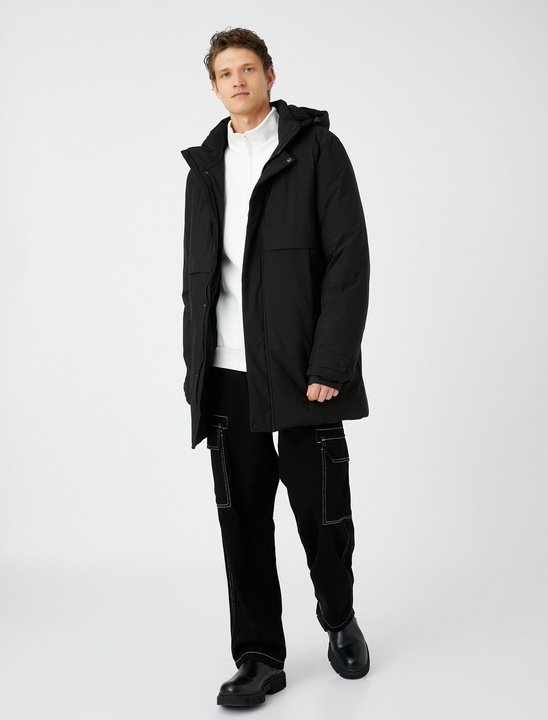 KOTON, Geaca cu gluga detasabila Anorak, Negru