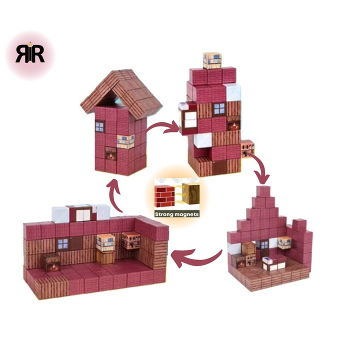 Интелигентен строителен комплект с магнитни блокчета «RIR», Влезте във виртуалния свят, 80 бр