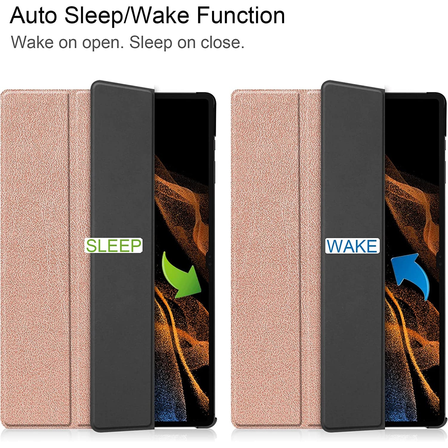 Husa pentru Samsung Galaxy Tab S10+/S9+/S9Fe+, 12.4'', UltraSlim de tip stand, functie sleep/wake-up, Smart Cover, model Pink, Sigloo