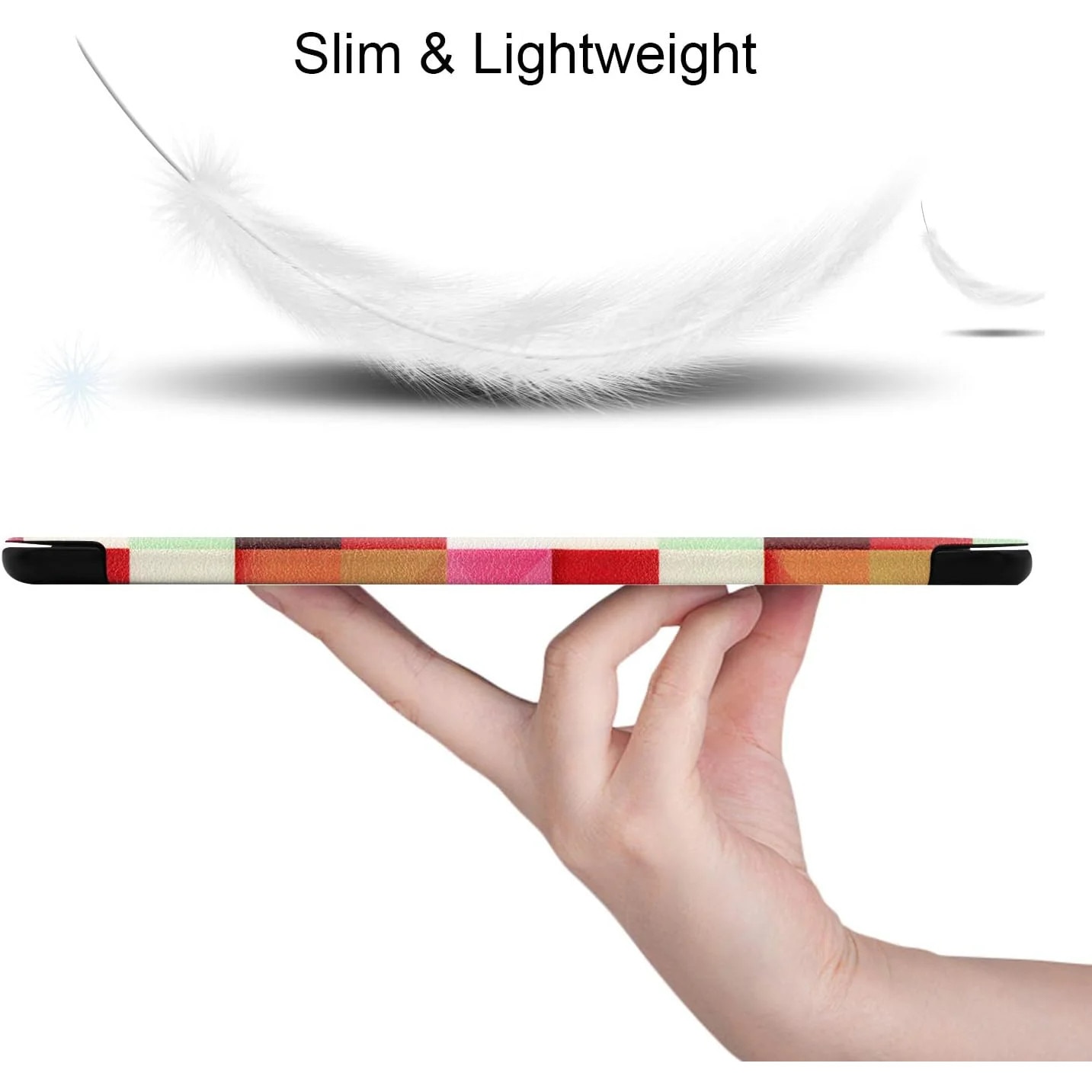 Husa pentru Samsung Galaxy Tab S9 Plus / S9 FE+, 12.4 inch UltraSlim de tip stand, functie sleep/wake-up, Smart Cover, model Mosaic, Sigloo