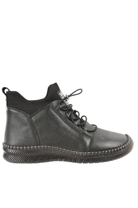 Ghete casual, dama, FORMAZIONE, 2061 negru, piele naturala, Negru