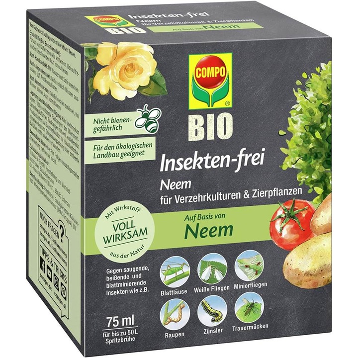 Insecticid Organic pentru Plante Ornamentale si Legume, 75 ml, Compo