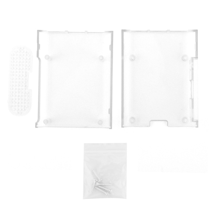 Комплект прозрачен ABS защитен калъф за Raspberry Pi 3B/3B+, с фиксиращи винтове