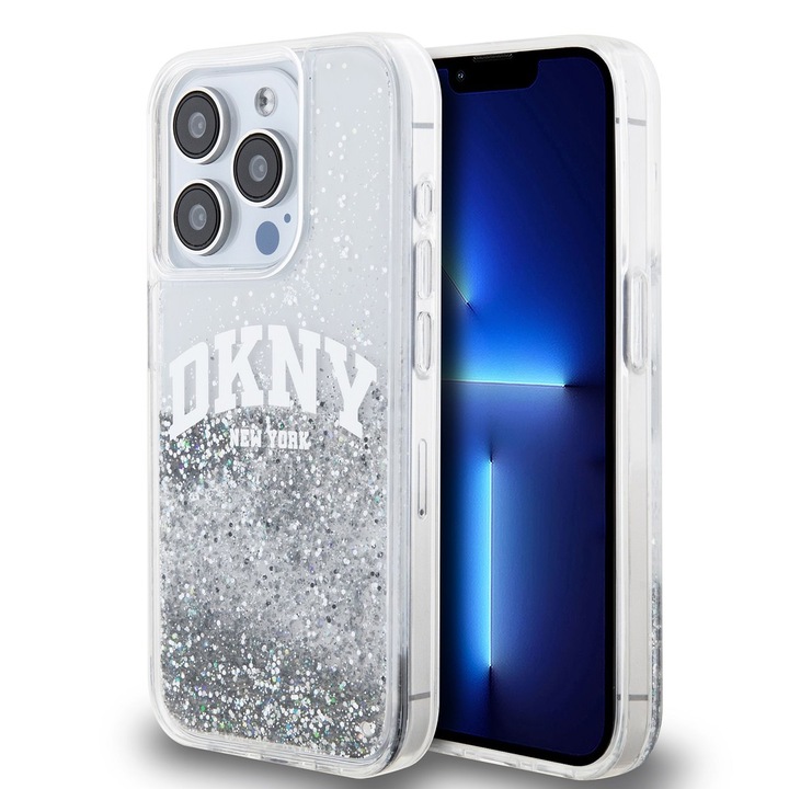Калъф DKNY DKHCP14LLBNAET Apple iPhone 14 Pro Liquid Glitter Arch Logo Transparent