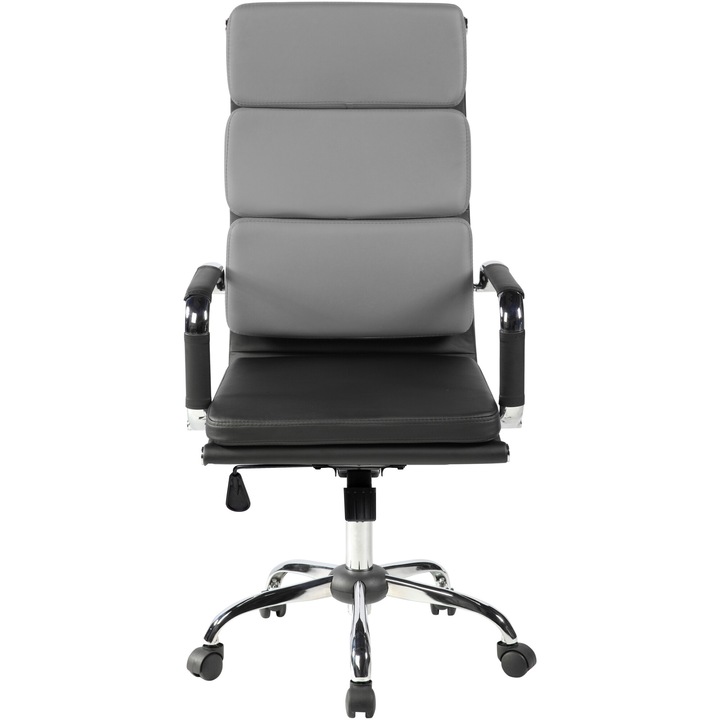 Scaun de birou Kring Peterhof, inaltime reglabila, PU, Negru/Gri