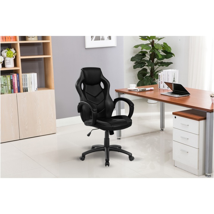 Scaun de birou Kring Zelda, inaltime reglabila,mecanism tilt, PU, Negru