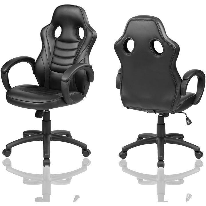 Scaun de birou Kring Tetris, inaltime reglabila, mecanism tilt, PU, Negru