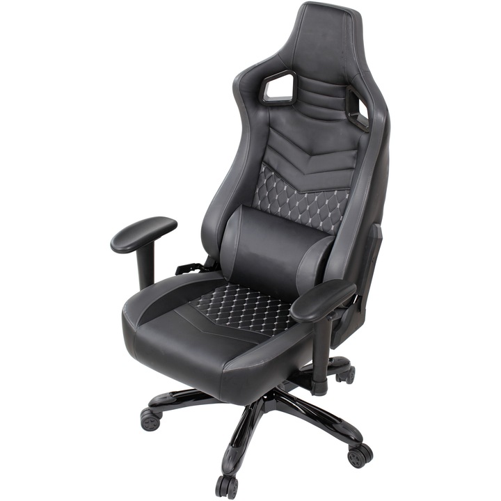 Scaun de birou Kring Grid, inaltime reglabila, mecanism tilt, PU, Negru/Gri