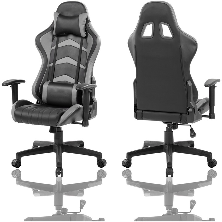 Scaun de birou Kring Blur, inaltime reglabila, PU, Negru/Gri
