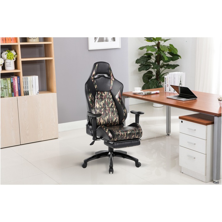 Scaun de birou Kring Combat, inaltime reglabila, PU, Negru