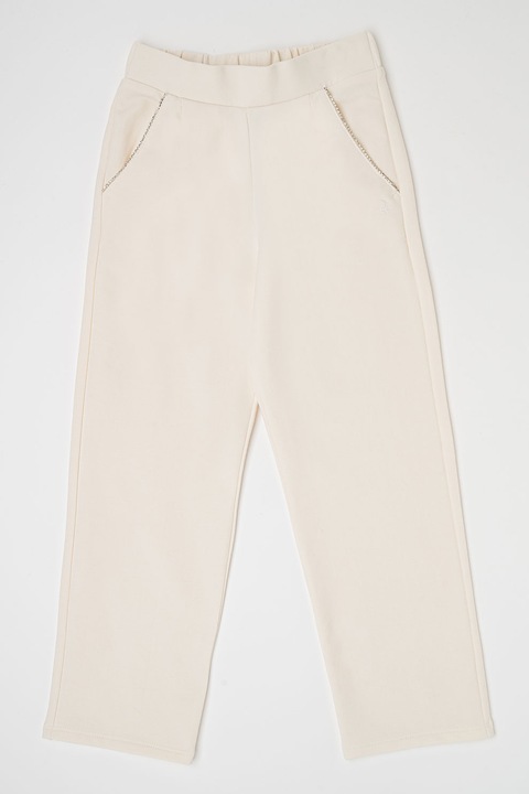 United Colors of Benetton, Rugalmas derekú szabadidőnadrág strasszköves részletekkel, Törtfehér