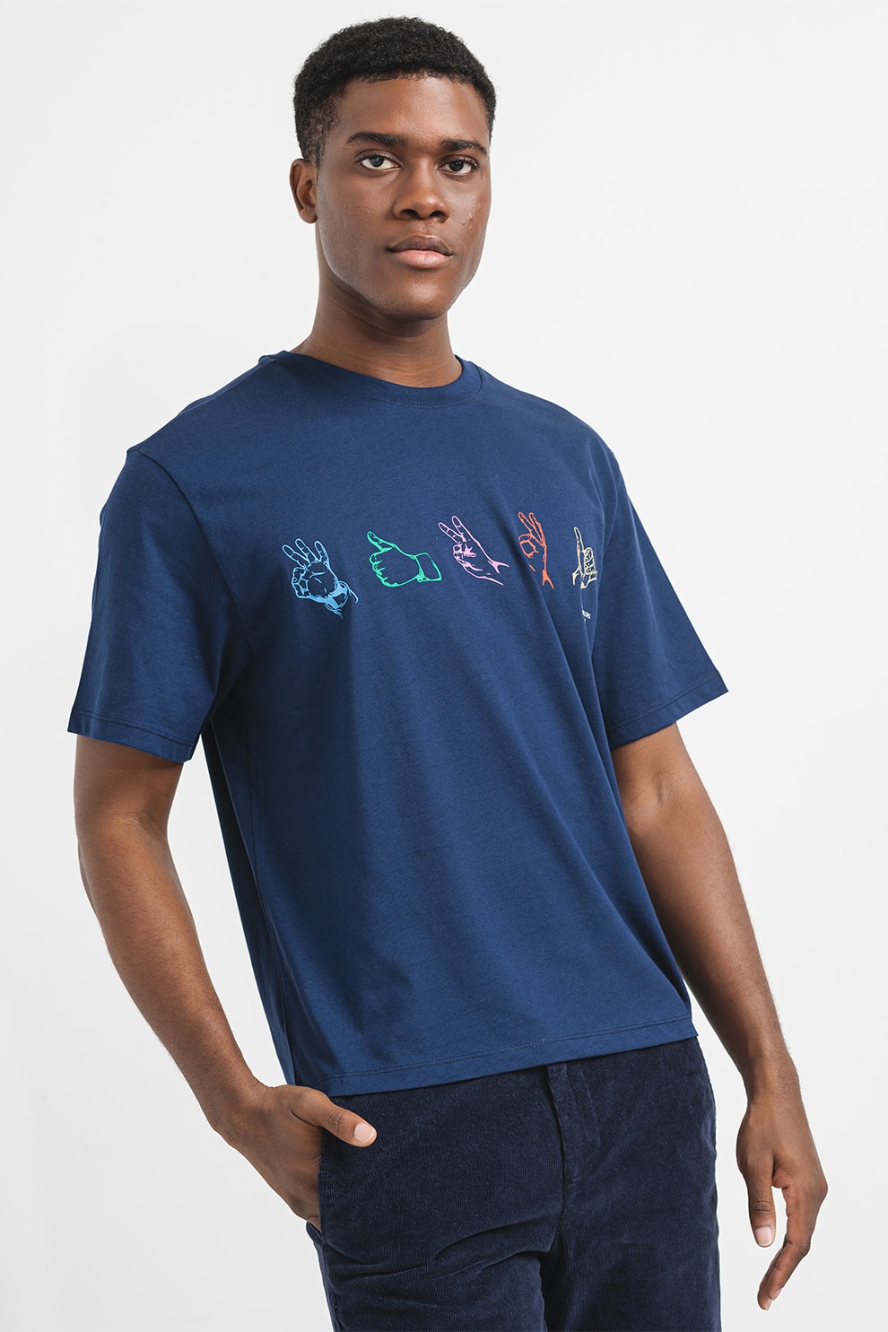 United Colors of Benetton, Tricou de bumbac cu imprimeu, Bleumarin