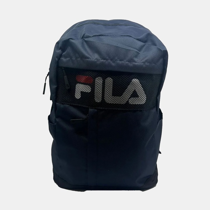 Rucsac Fila, poliester, albastru, cu fermoar si buzunar frontal