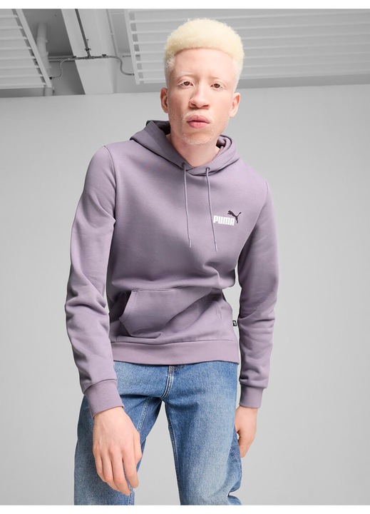 Hanorac barbati Puma Essentials+ cu gluga, doua culori, violet, bumbac si poliester reciclati