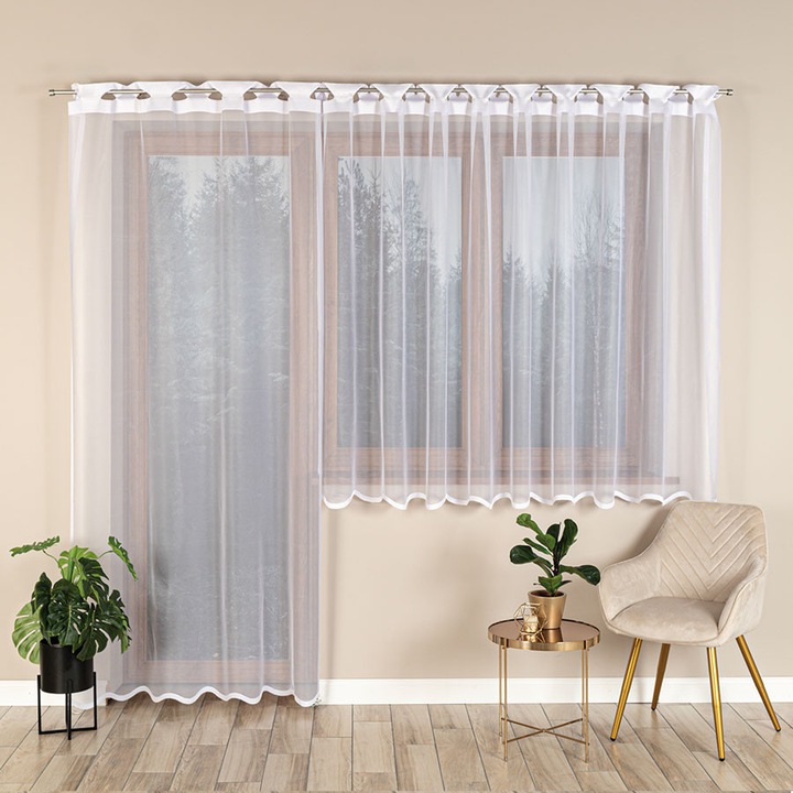 Jacquard függöny, Felszerelésre kész, Elza modell, 140x230 cm, Marquise, Fehér