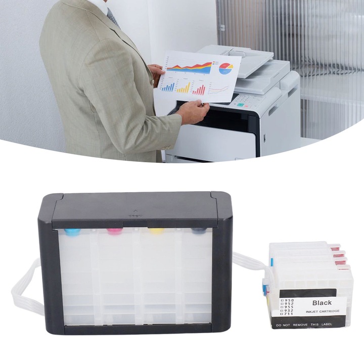 Tintasugaras nyomtatópatron, hosszú zimezésű, 4 színű készlet, újratölthető, nem szivárog, PP